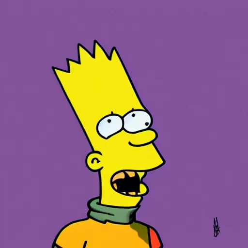 Image similar to illustration of bart simpson in the style of wayne barlowe