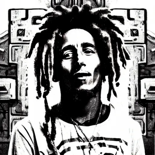 Image similar to cyberpunk bob marley