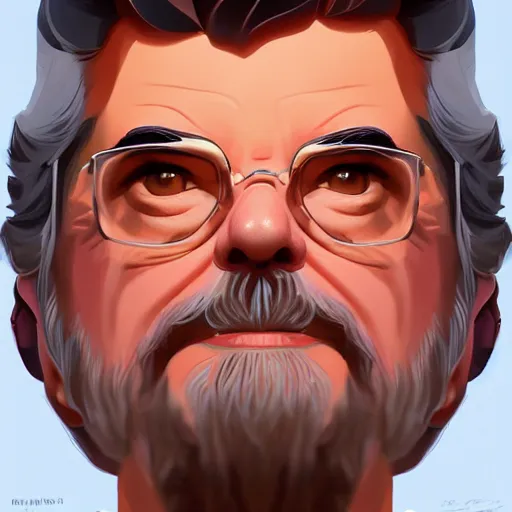 Image similar to face icon stylized minimalist george lucas, loftis, cory behance hd by jesper ejsing, by rhads, makoto shinkai and lois van baarle, ilya kuvshinov, rossdraws global illumination