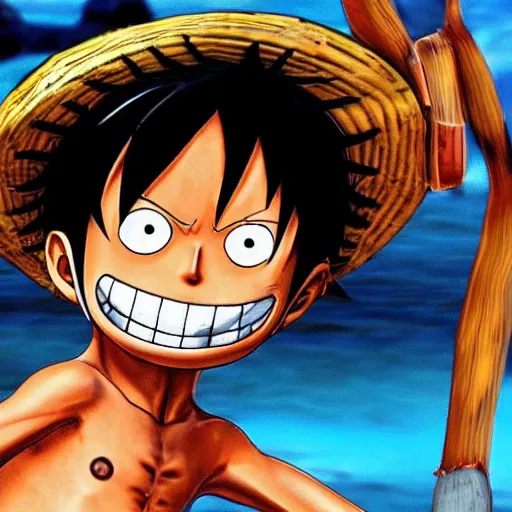 Image similar to ultra realistic monkey d luffy from one piece using gear 5