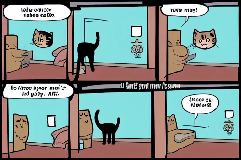 Image similar to comic strip about a cat going to the doctor