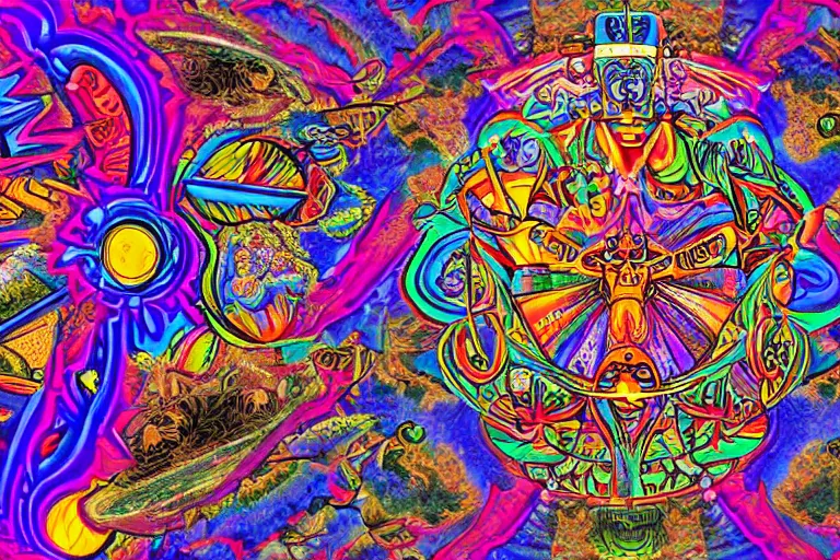 Image similar to psychedelic visions of the church of the sub - genius on dmt