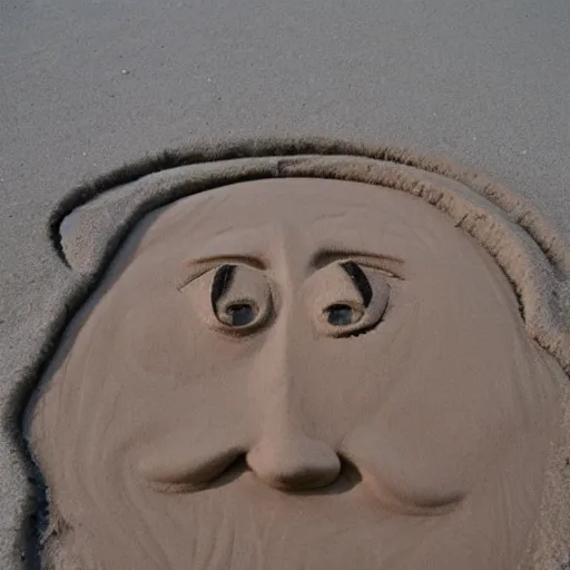 Image similar to a face in the sand