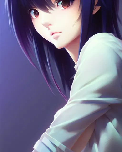 Image similar to !dream portrait Anime very very very cute girl, pretty face, realistic shaded Perfect face, fine details. Anime. realistic shaded lighting by Ilya Kuvshinov krenz cushart katsuhiro otomo ghost-in-the-shell, magali villeneuve, artgerm, rutkowski Jeremy Lipkin and Giuseppe Dangelico Pino and Michael Garmash and Rob Rey