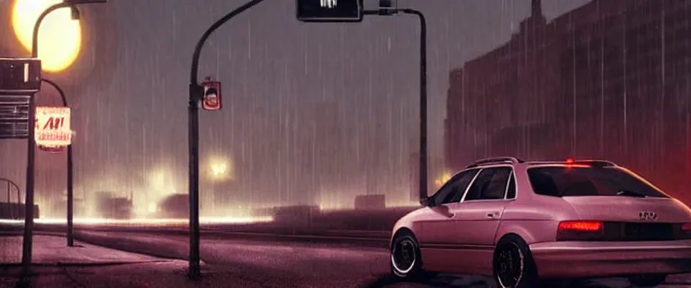 Image similar to Audi A4 B6 Avant (2002) chased by FBI, a gritty neo-noir, dramatic lighting, cinematic, establishing shot, extremely high detail, photorealistic, cinematic lighting, artstation, by simon stalenhag, Max Payne (PC) (2001) winter new york at night, eldritch horror