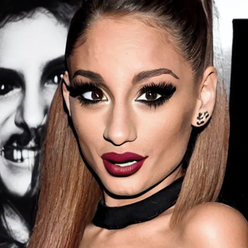 Prompt: photo of arianna grande fighting a vampire