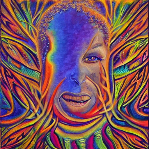 Prompt: ayahuasca visionary art, award winning oil painting