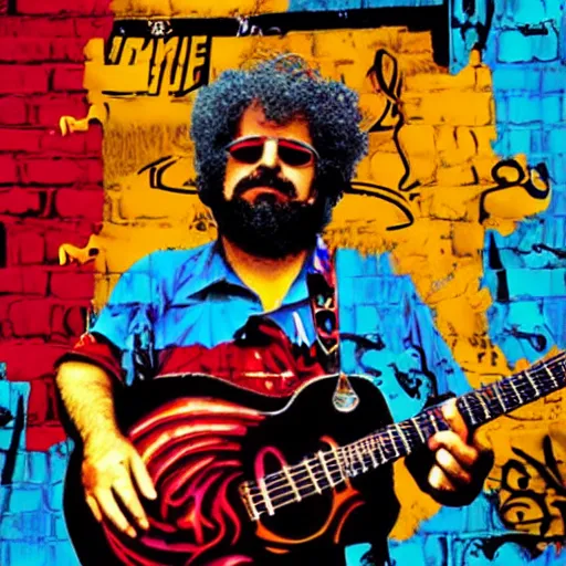 Image similar to jerry garcia egypt photo in the style of graffiti