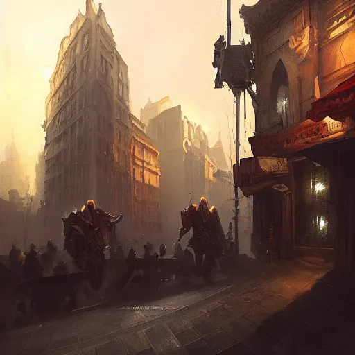 Image similar to menzoberranzan, dramatic lighting, city background, chiaroscuro, high detail, painted by greg rutkowski, painted by igor kieryluk, painted by bobby chiu, trending on artstation