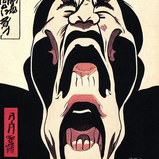 Image similar to mad man screaming, by yoichi hatakenaka, masao saito