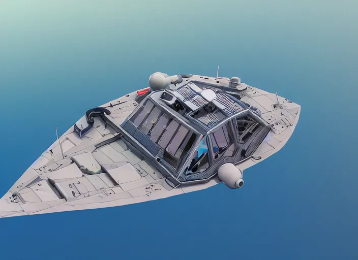 Image similar to hyper detailed prawn sloop isometric aerial dslr by beeple, wlop, unreal engine 5, lumen, nanite