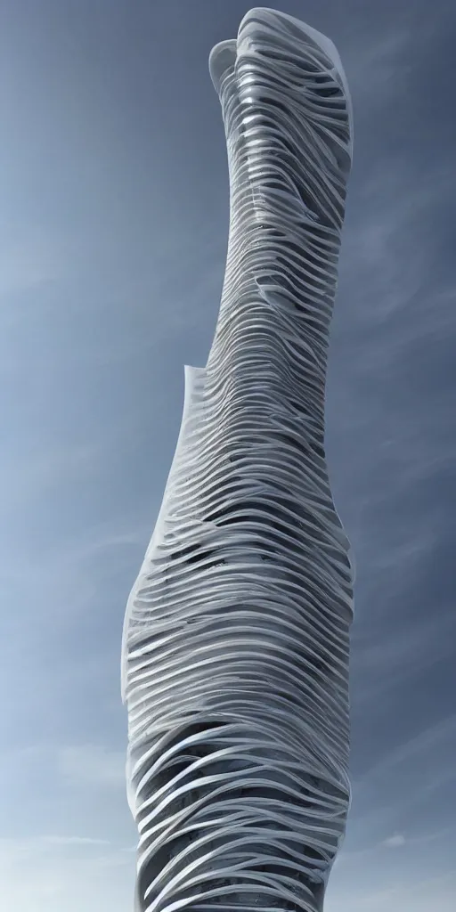 Prompt: epic futuristic tower, highly detailed, realistic, by zaha hadid