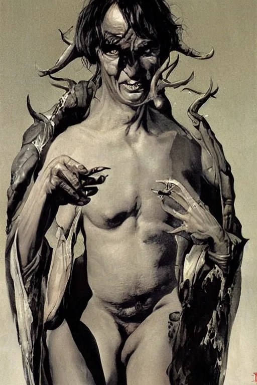 Image similar to portrait of Richard Dawkins as Satan, by Robert McGinnis