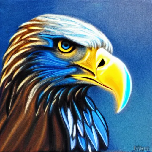 Image similar to glowing blue eagle art