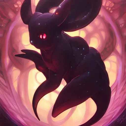 Image similar to Umbreon by Stanley Artgerm Lau, greg rutkowski, thomas kindkade, alphonse mucha, loish, norman Rockwel