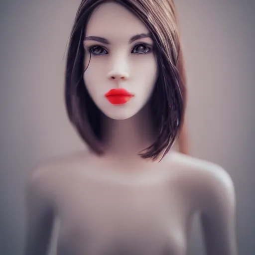 Image similar to a beautiful female made out of plastic, 5 0 mm lens, f 1. 4, sharp focus, ethereal, emotionally evoking, head in focus, volumetric lighting, 8 k