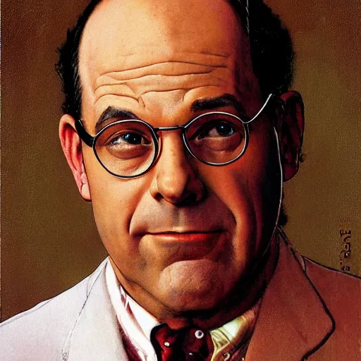 Image similar to Norman Rockwell portrait of Seinfeld's George Costanza