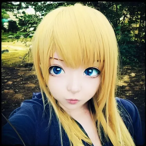 Prompt: “yellow hair anime girl with blue eyes”