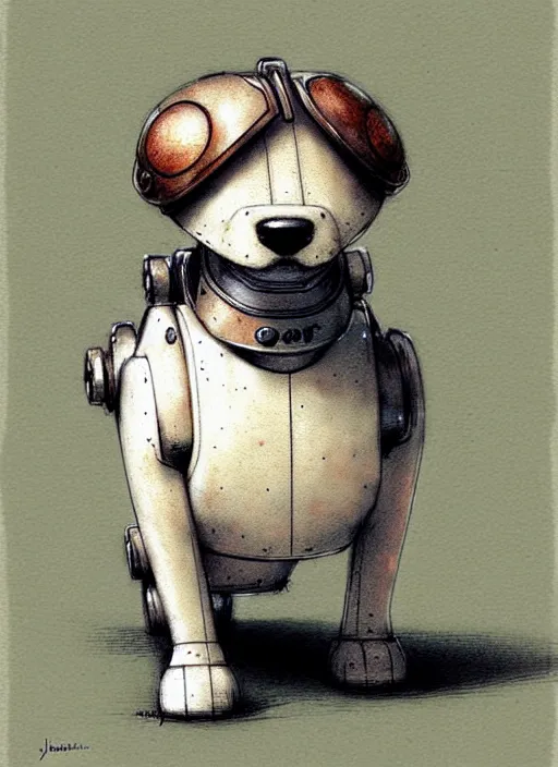 Image similar to cute dog robot, muted colors, by jean - baptiste monge