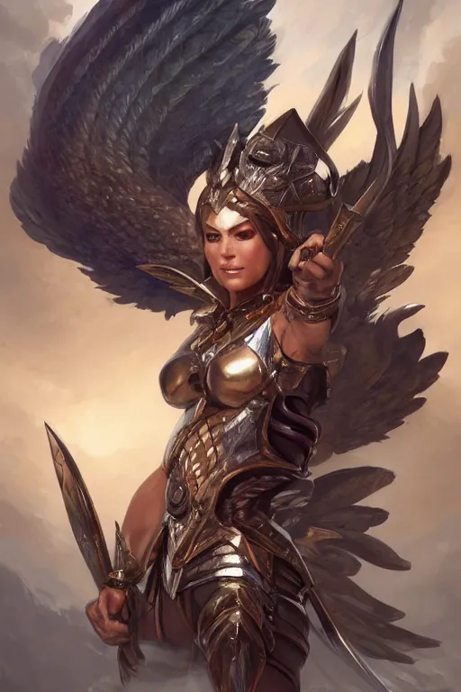 Image similar to amazon valkyrie athena, d & d, fantasy, portrait, highly detailed, headshot, digital painting, trending on artstation, concept art, sharp focus, illustration, art by artgerm and greg rutkowski and magali villeneuve