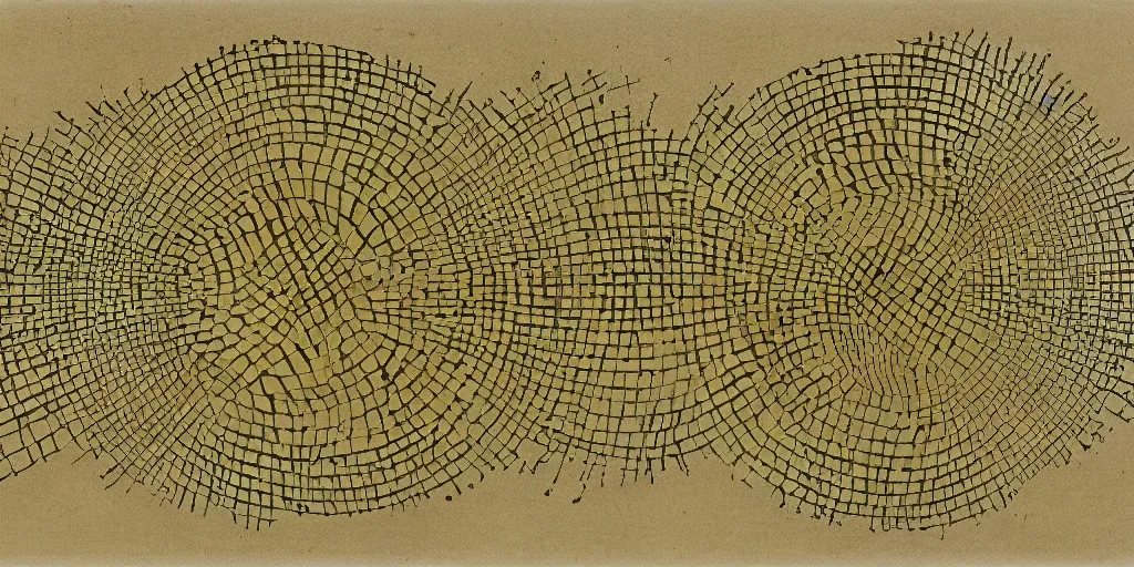 Image similar to model of a ring of dna, yellowed paper, pen and ink, 1 5 0 0 s, 8 k resolution