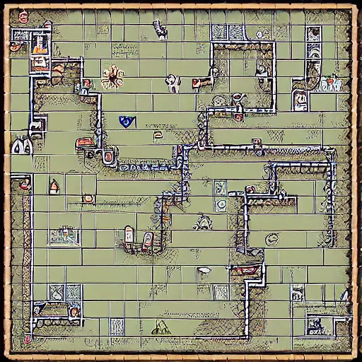Prompt: tiled ttrpg dungeon map