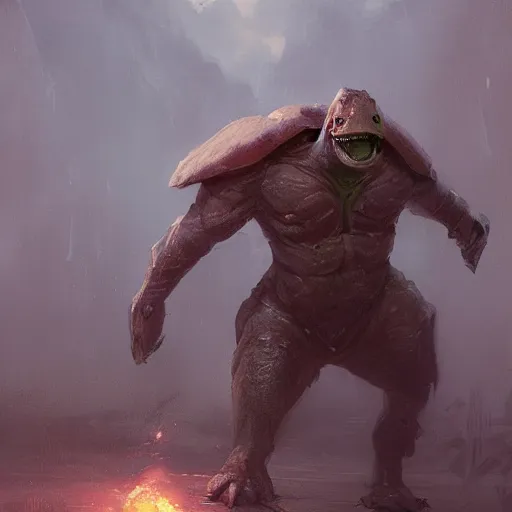 Prompt: giant anthropomorphic turtle hero, greg rutkowski