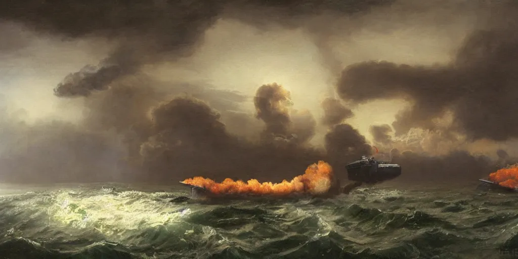 Image similar to submarine ssbn ssn ssgn seawolf windsor thresher painting by hubert robert detailed