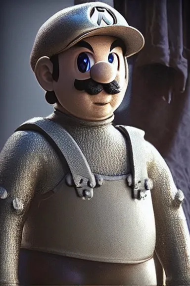 Image similar to “ very very intricate photorealistic photo of a realistic human version of super mario in an episode of game of thrones, photo is in focus with detailed atmospheric lighting, award - winning details ”