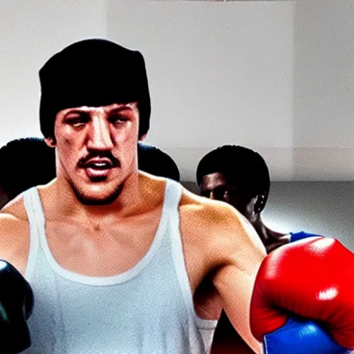 Image similar to rocky balboa playing playstation