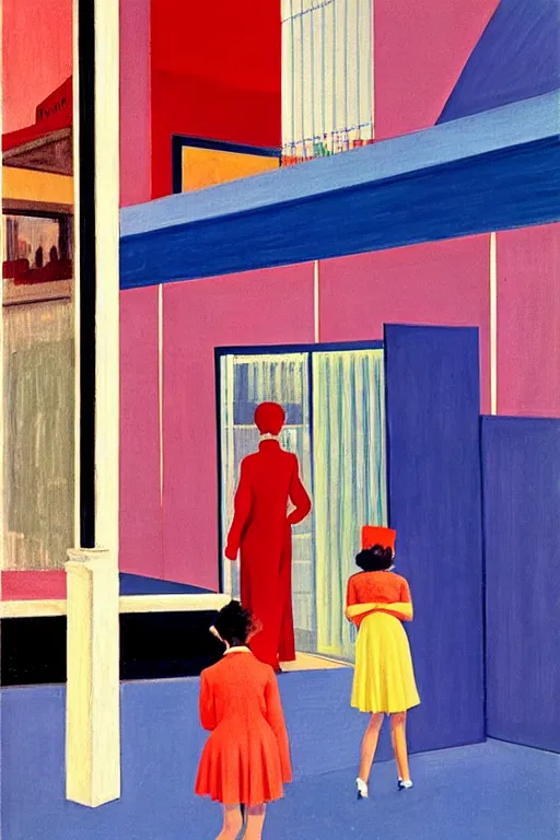 Image similar to Sunday Evening at the mall by David Hockney, Edward Hopper, 1958, exhibition catalog