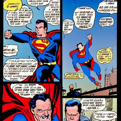 Prompt: stan lee throws superman through a building