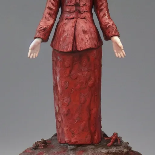 Image similar to museum girl statue monument made from chinese porcelain brush face hand painted with iron red dragons full - length very very detailed by rutkowski