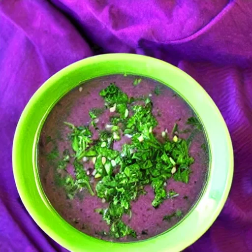 Image similar to a purple and green soup.