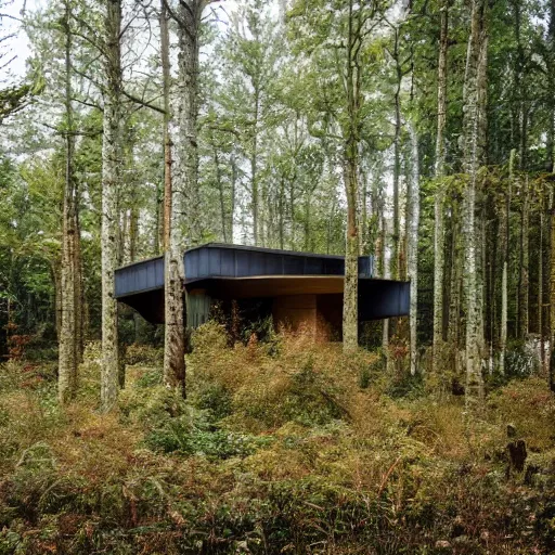 Image similar to a building in the middle of a forest, architecture