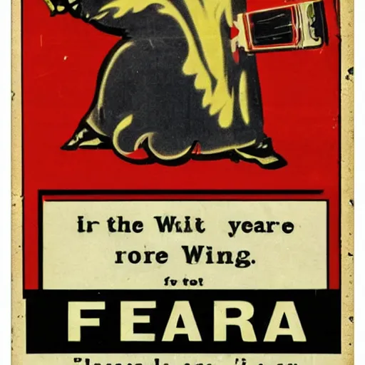 Prompt: vintage 1 9 5 0 s fire warning label