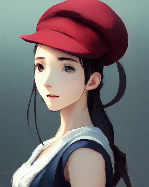 Image similar to girl with beret, sharp details, sharp focus, elegant, highly detailed, illustration, by Jordan Grimmer and greg rutkowski and PiNe(パイネ) and 薯子Imoko and 香川悠作 and wlop and maya takamura, intricate, beautiful, Trending artstation, pixiv, digital Art