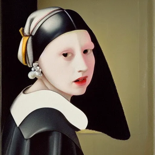 Prompt: Darth Vader a pearl earring by Johannes Vermeer