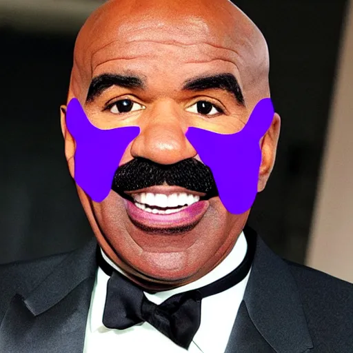 Prompt: Steve harvey covered in purple face