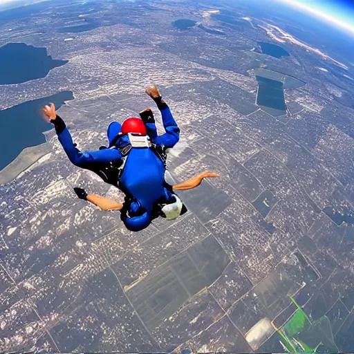 Image similar to sky diving in space, pov,