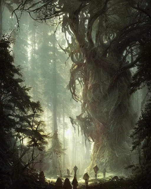 Prompt: An enchanted forest with fantastic beings, fantasy art, in the style of greg rutkowski, illustration, epic, fantasy, intricate, hyper detailed, artstation, concept art, smooth, sharp focus, ray tracing