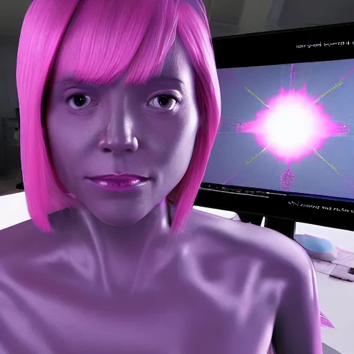 Image similar to Pink woman of science fiction. Unreal Engine 5.