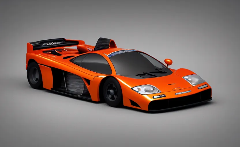 Image similar to “A 1998 McLaren F1 road car, in the style of Pixar, octane 3d render, 8k, (high quality), (extremely detailed), studio lighting”