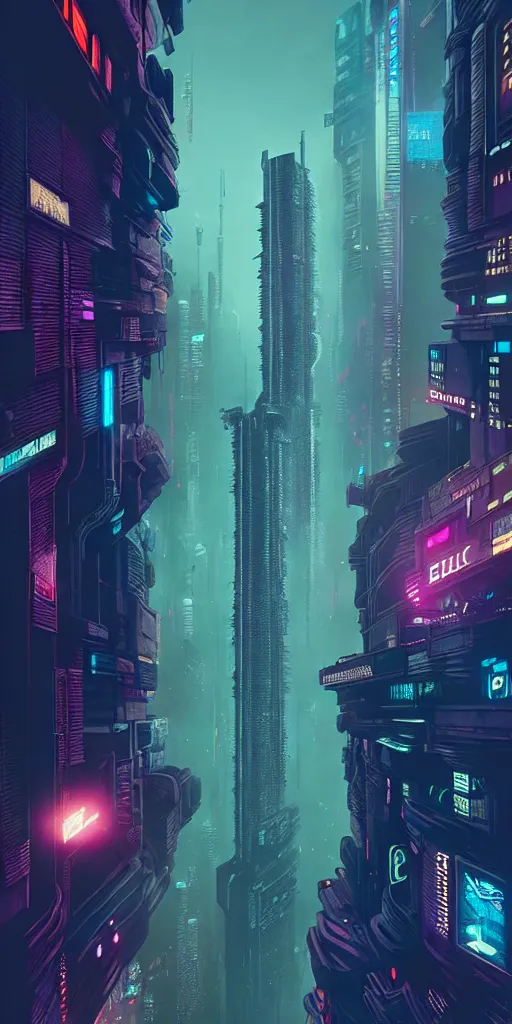 Image similar to epic cyberpunk cityscape : blade runner, james guilleard, beeple, laurie greasley, dan mcpharlin : ornate, dynamic, particulate