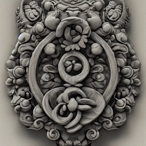 Image similar to stone number zero sculpted with floral motifs by bernini trending on artstation