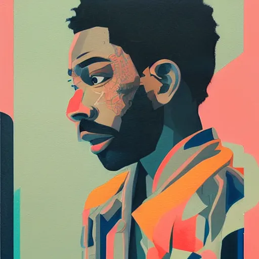 Image similar to Brent Faiyaz profile picture by Sachin Teng, asymmetrical, Organic Painting , Matte Painting, geometric shapes, hard edges, graffiti, street art:2 by Sachin Teng:4