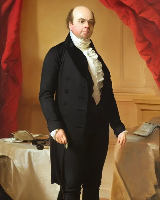 Prompt: upper body portrait of paul giamatti! as united states president john quincy adams, 1 8 2 7, official portrait, oil on canvas by anton otto fischer, trending on artstation