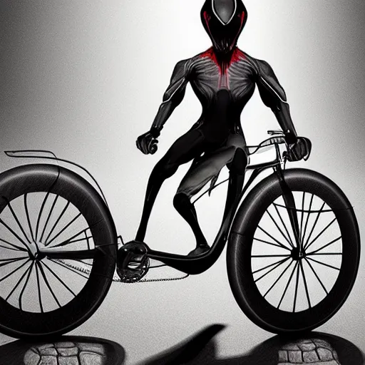 Image similar to humanoid on concept bicycle night artstation unreal