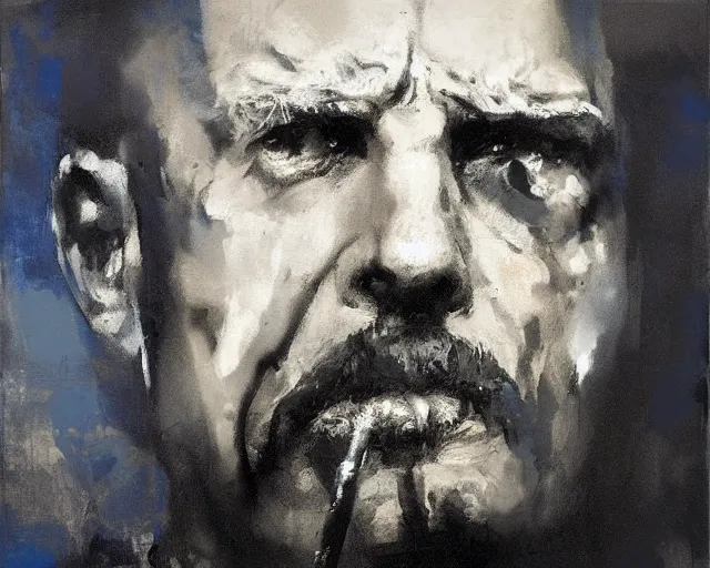 Prompt: portrait of gg allin in shades of grey but with blue by jeremy mann