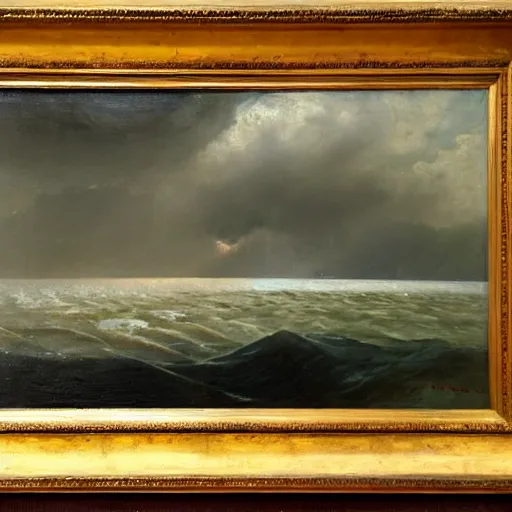 Prompt: storm on the volga, oil on canvas, 1 8 7 3